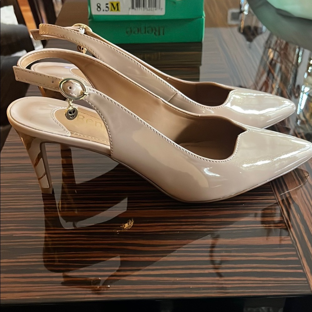 J.Renee Beige Nude Pearl Slongback Heels with Textured Finish - Picture 2 of 8